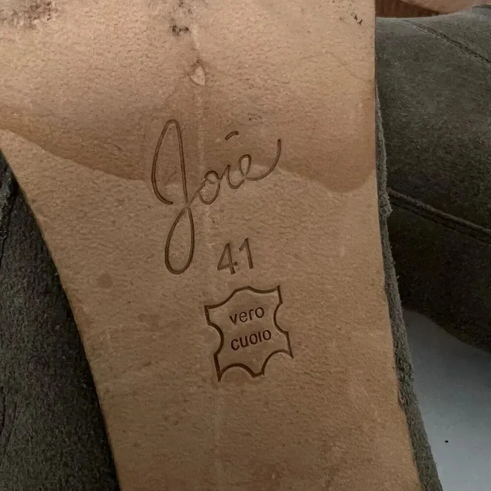 Joie Dalton Suede Leather Side Zip Block High Heel Boot Tan Booties Size 11 US - Image 10