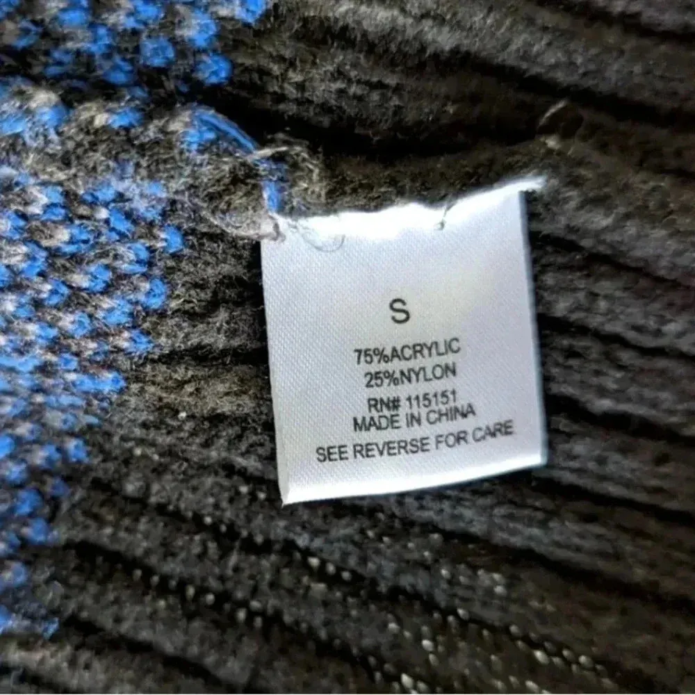 Neiman Marcus Blue Bohemian Aztec Open Front Draped Sweater Cardigan Size Small - Image 6