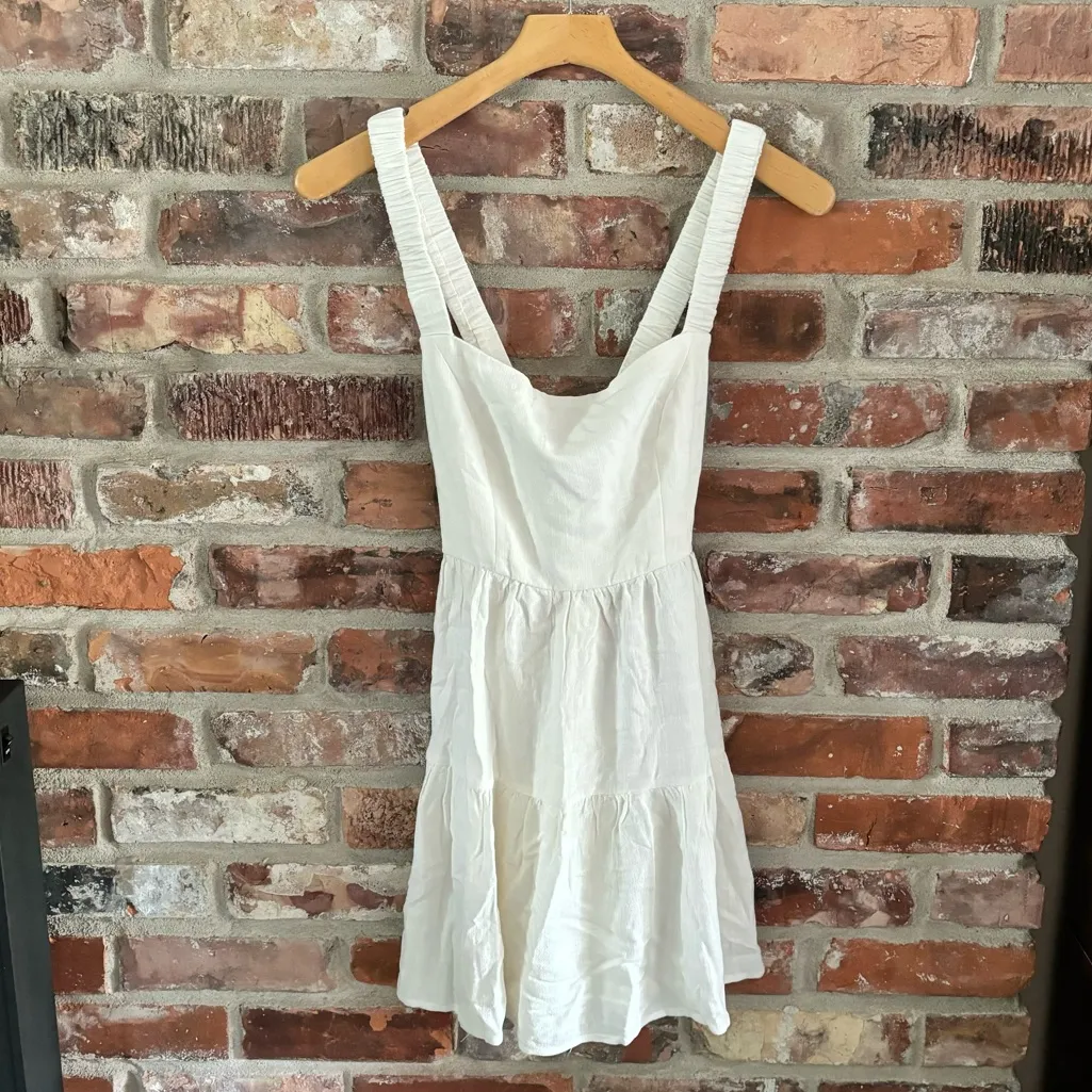 Princess Polly White Linen Keesha Mini Dress, 6 - Image 3