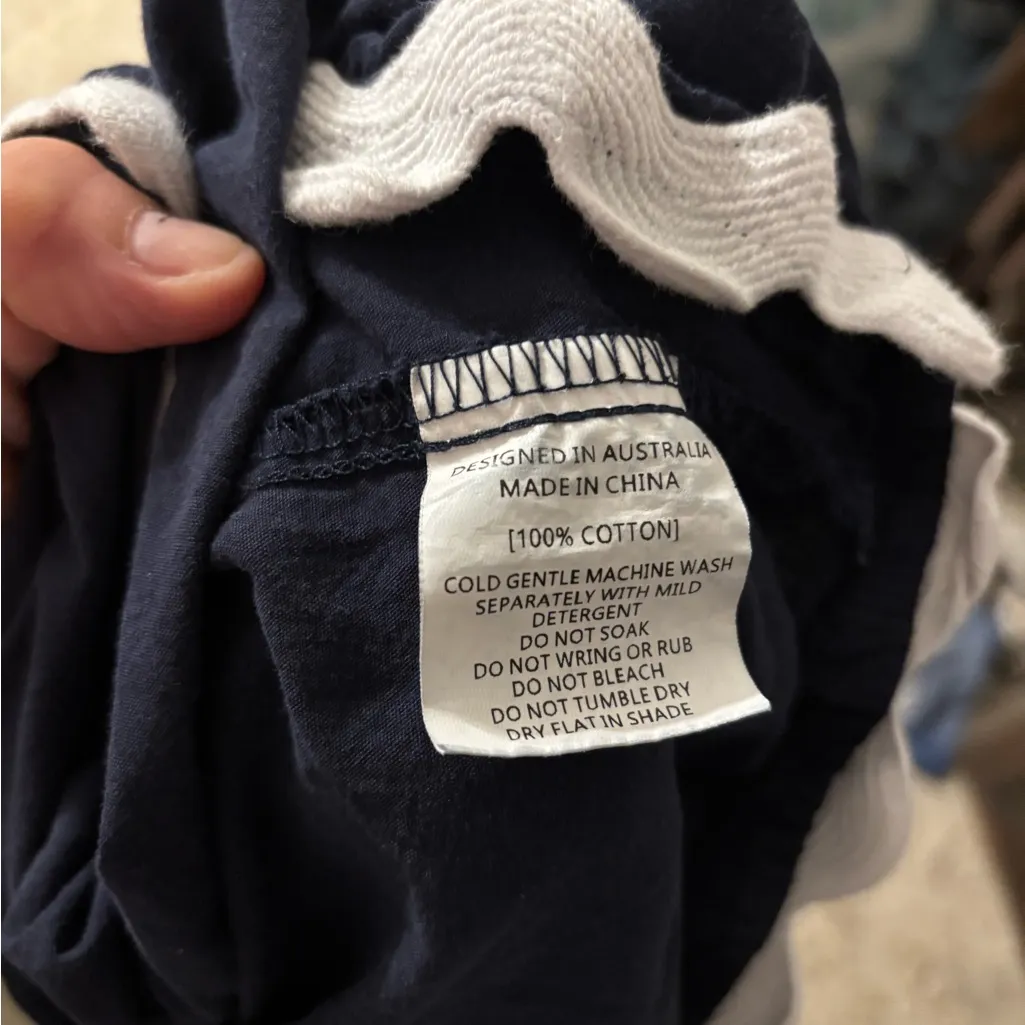 White closet elements cotton navy dress white trim large - Image 10