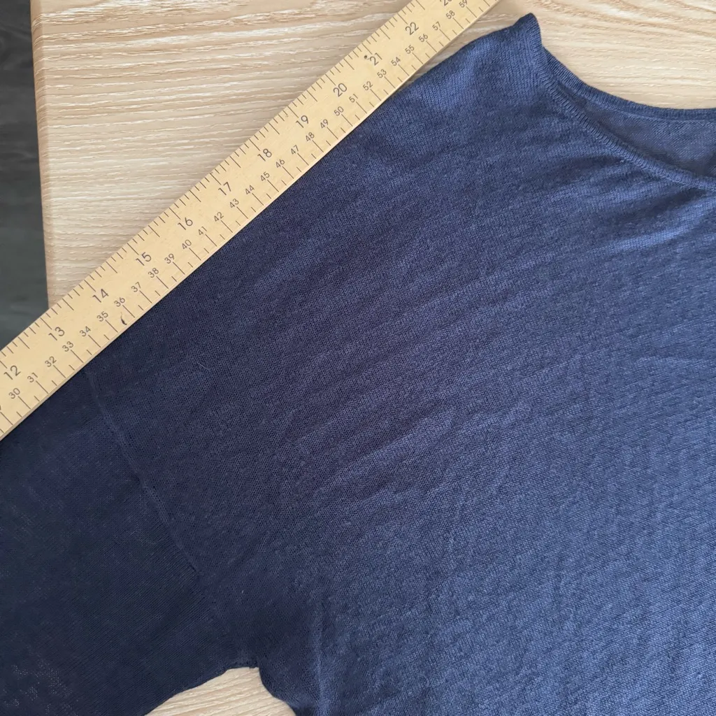 Hiho XL NEW Soca Sweater Night Sky Navy Relaxed Fit Beach Vacation 100% Linen Blue - Image 6