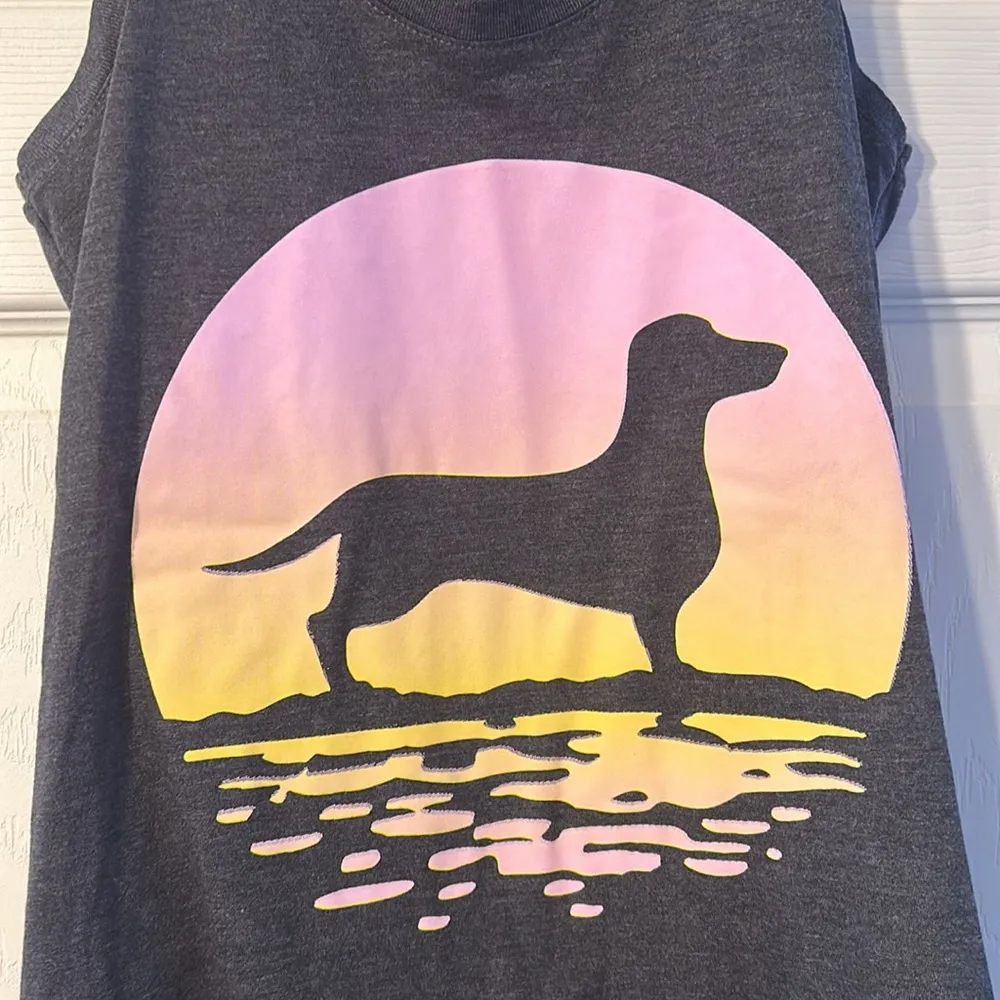Dachshund Sunset Grey Tank Top Small Gray - Image 2