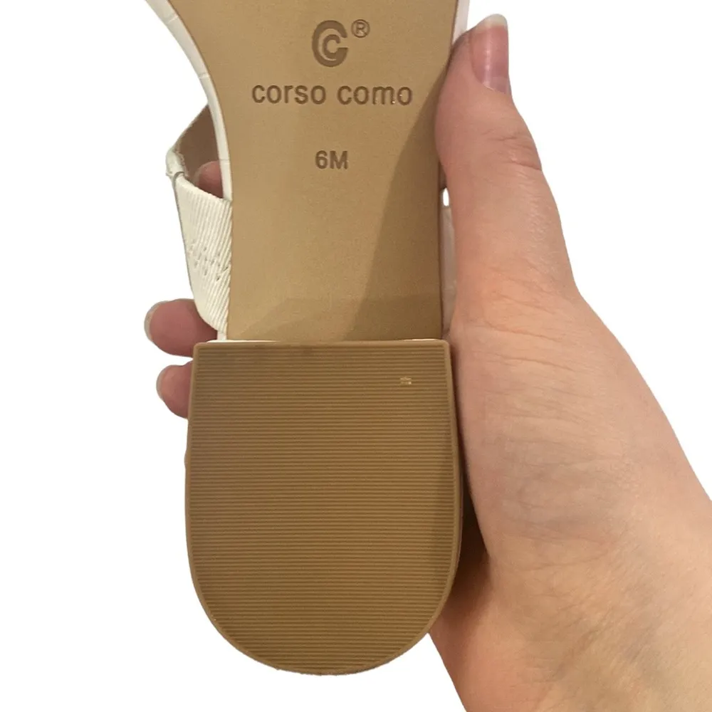 Corso Como CC Faeya croc embossed white square heel double strap sandal size 6 - Image 11