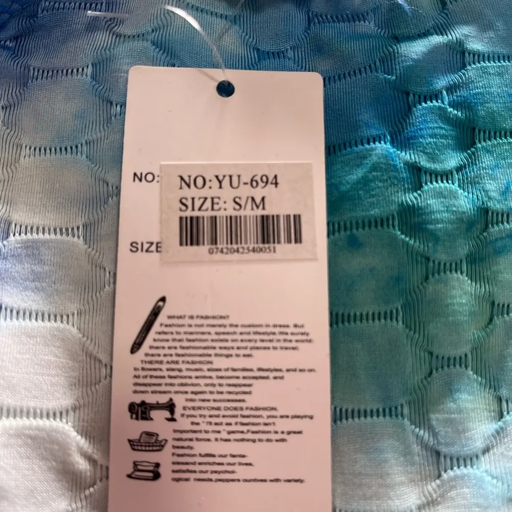 AZ Tie Dye Blues Full Zip Stretch Hoodie Sweatshirt Coat Ruched Women’s S/M NWT Blue Size M - Image 7