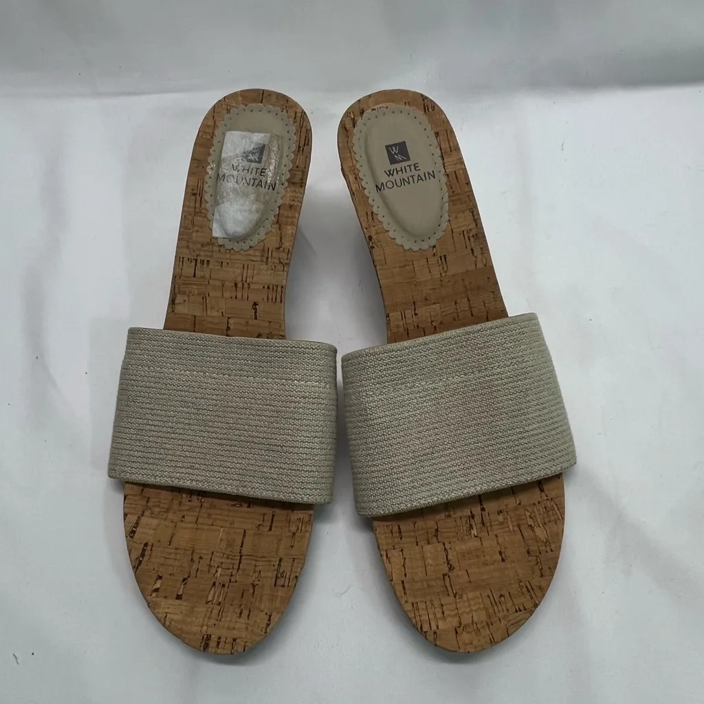 White Mountain‎ Cream and Brown Wedge Sandals 11 W/Cork, Burlap sole
NEW - Image 2
