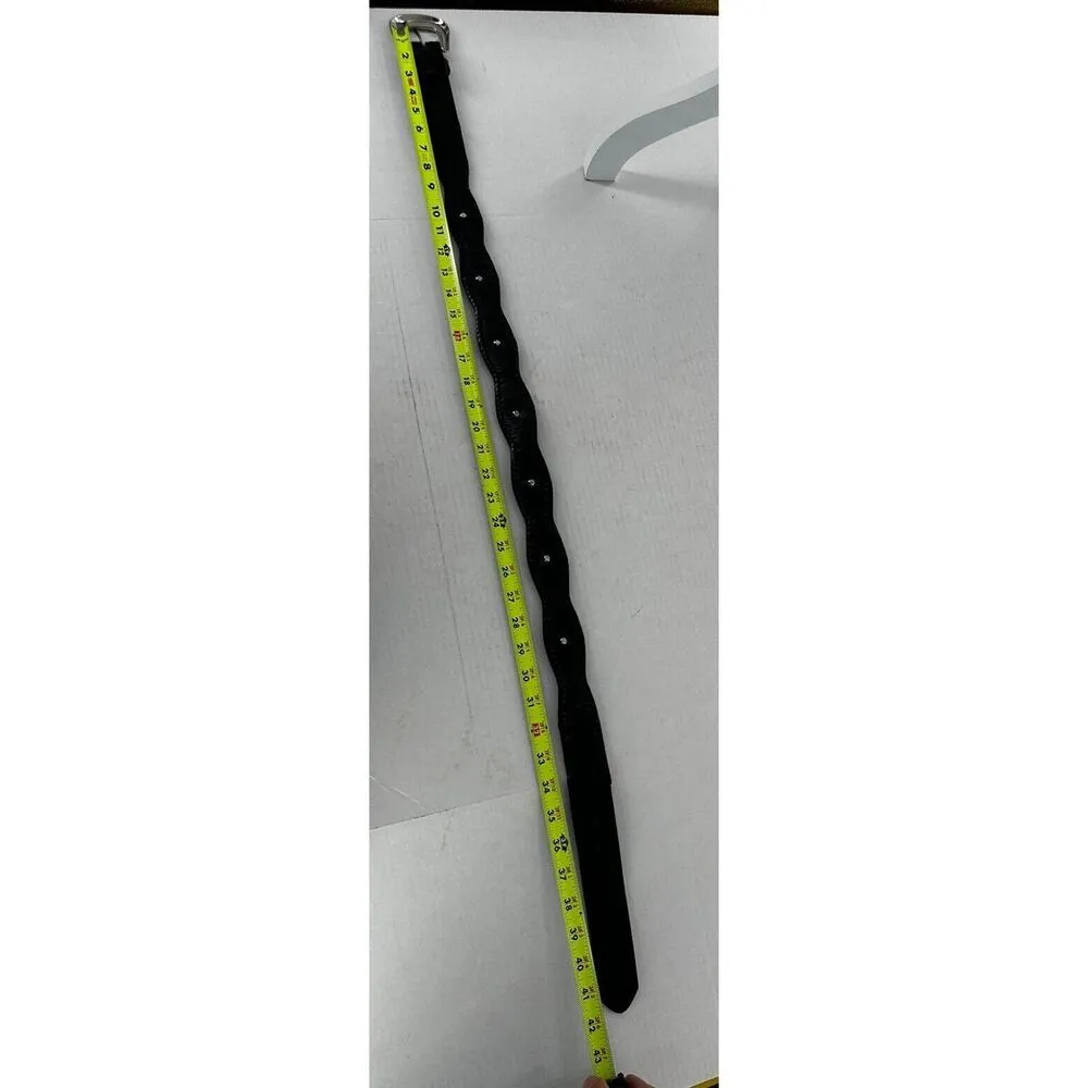 Leather Concho Belt Women’s Sz 38 Silver Buckle Flower Rodeo Cowgirl Western​ Black - Image 13