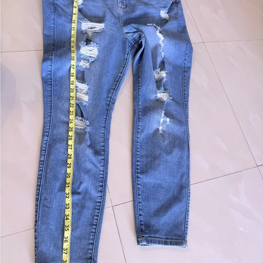 Torrid  Dark Blue Distressed Skinny Jeans - Image 9