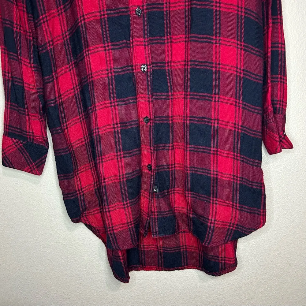 Rails Bianca red & blue flannel button down shirt dress women’s size small - Image 4