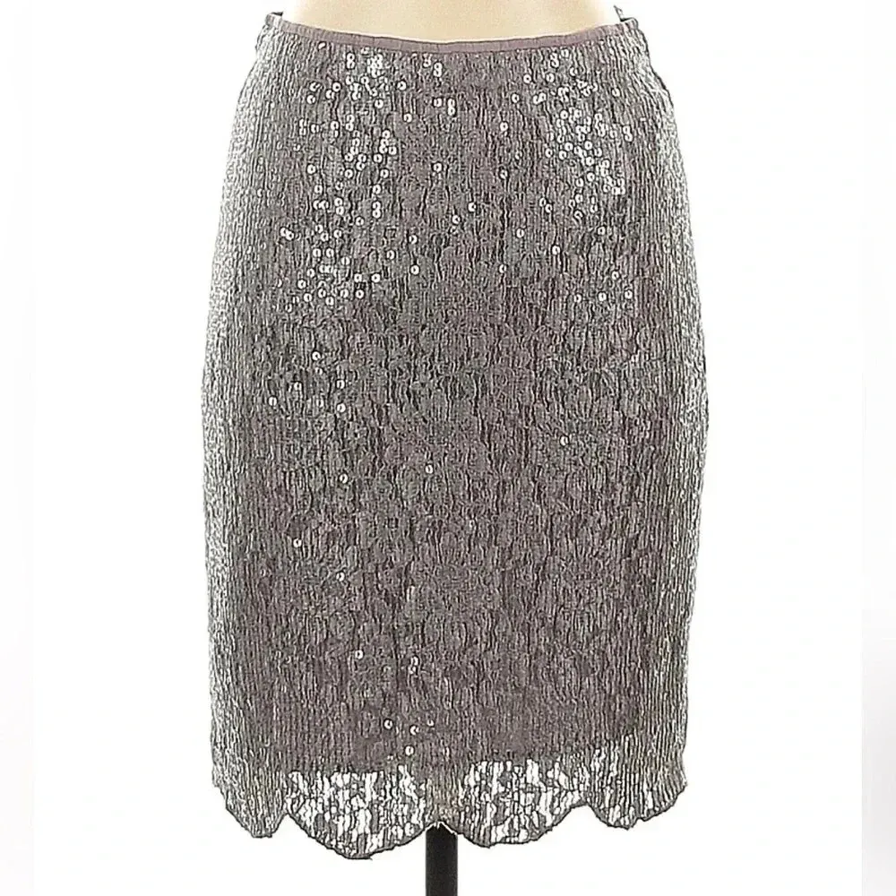 Anthropologie Yoana Baraschi Reveillon Sequin Mauve Pencil Lined Formal Skirt 0 - Image 3