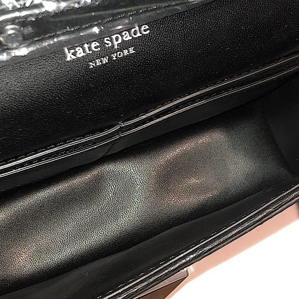 KATE SPADE Black and Silver Slide Lock Clutch Crossbody Bag Silver Accents NWOT - Image 12