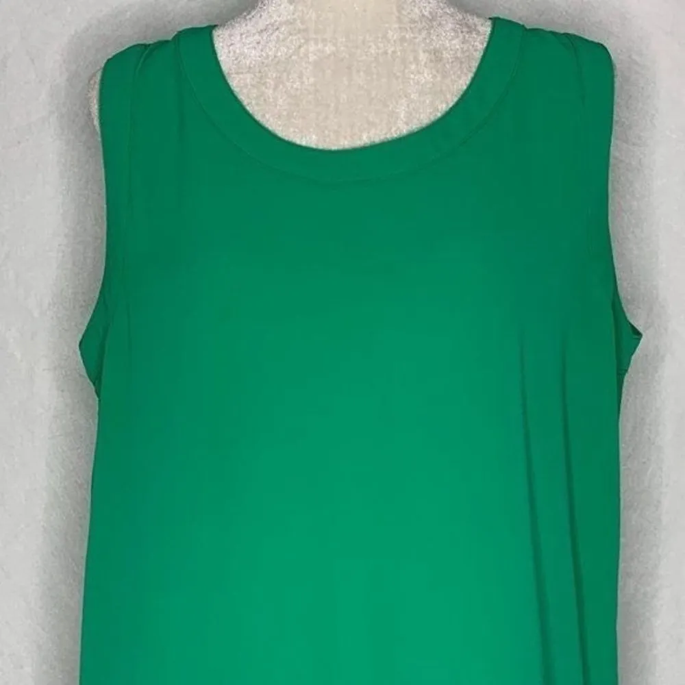 Gibson Latimer Tank Top Sleeveless Blouse M Green Crochet Knit Trim Round Neck - Image 2