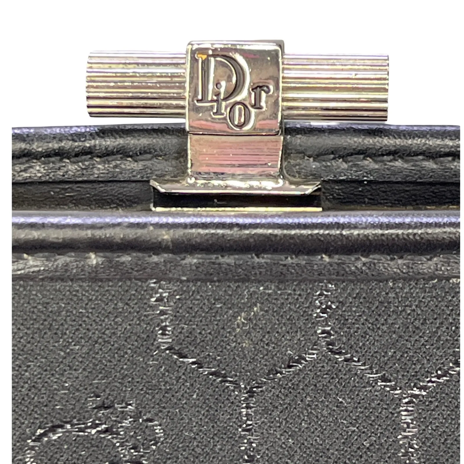Vintage Christian Dior Honeycomb Monogram Coin Purse Black Silver Dior Wallet - Image 3