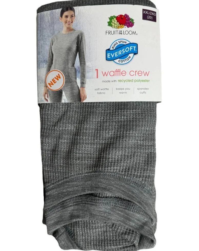 Fruit of the Loom EverSoft Women's Waffle Crew Shirt Size XXL (20) Gray - Image 4