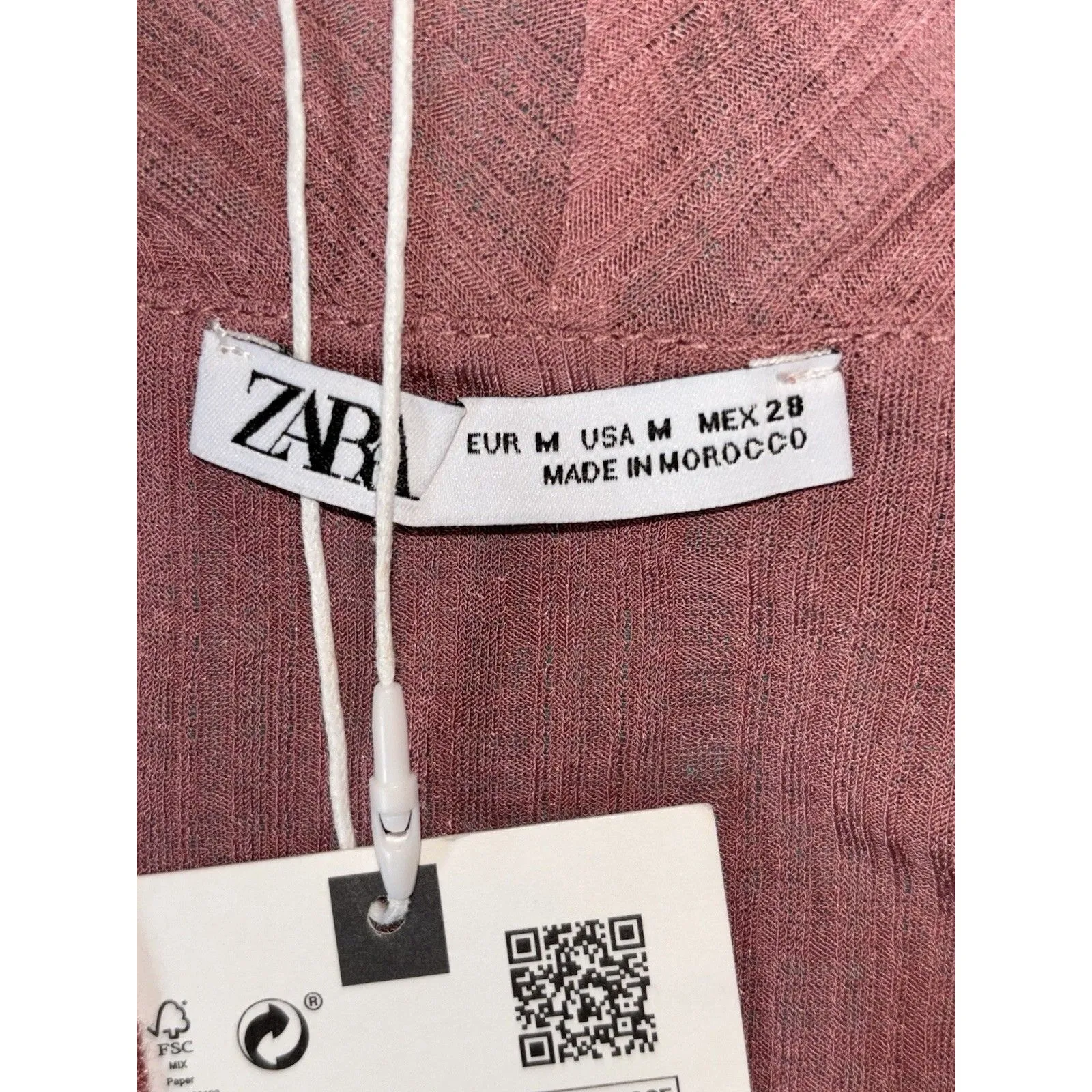 Zara Crop Top Mauve Pink V Neck Stretchy Ruffled 90s Y2k Sz Med - Image 10