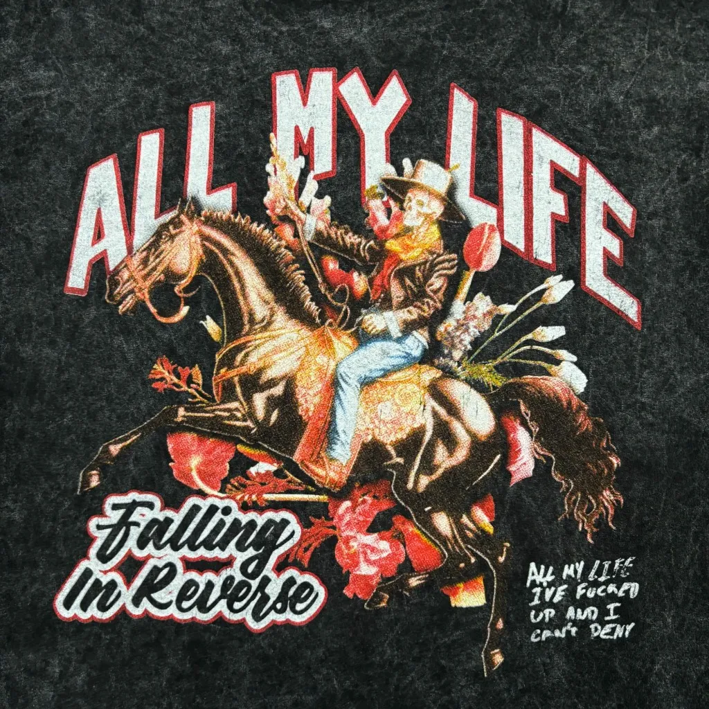 Falling in Reverse All My Life Rock Band Mineral Wash T-Shirt Size 3XL - Image 2