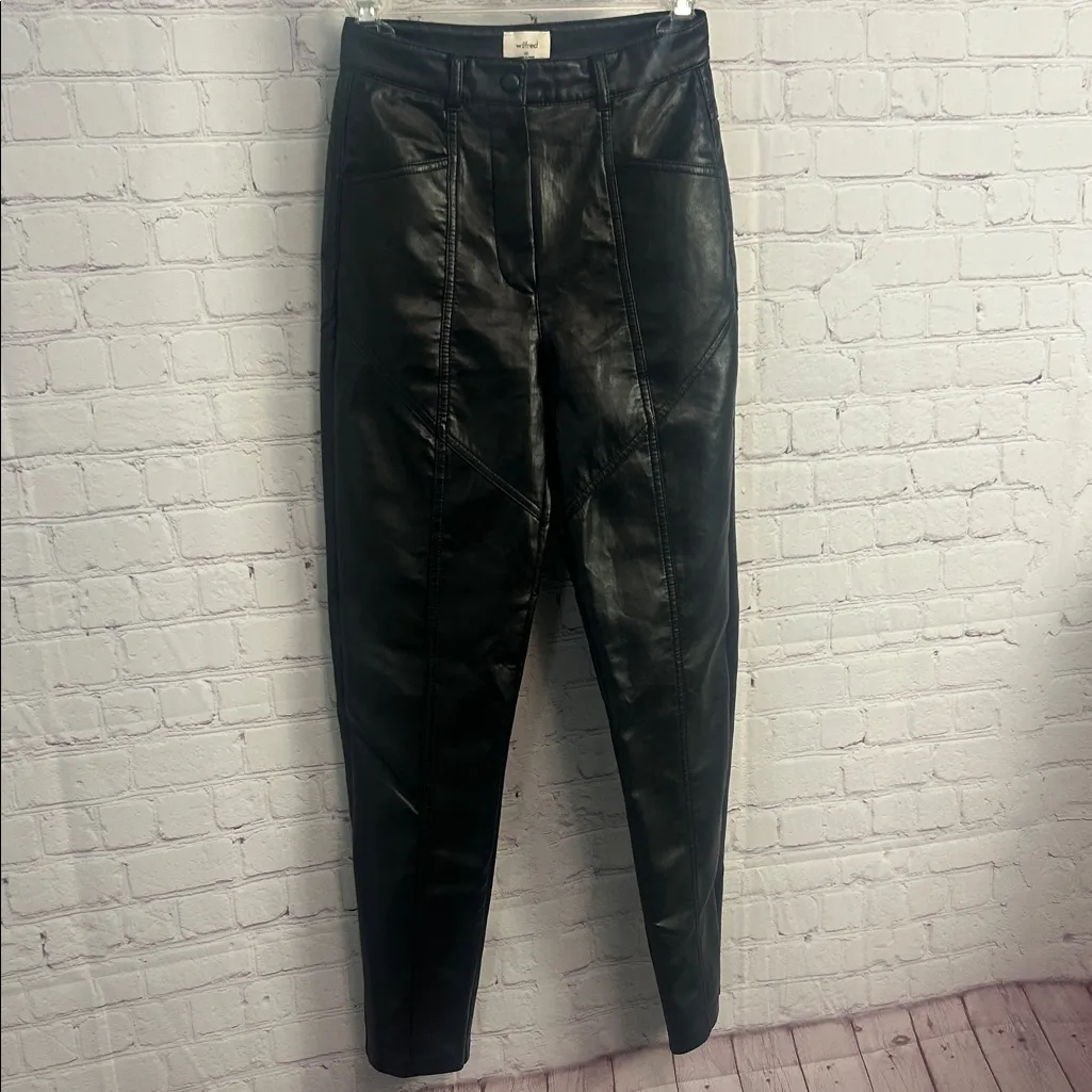 Wilfred Aritzia faux leather ladies pants size 00 retro goth moto dark romance - Image 2