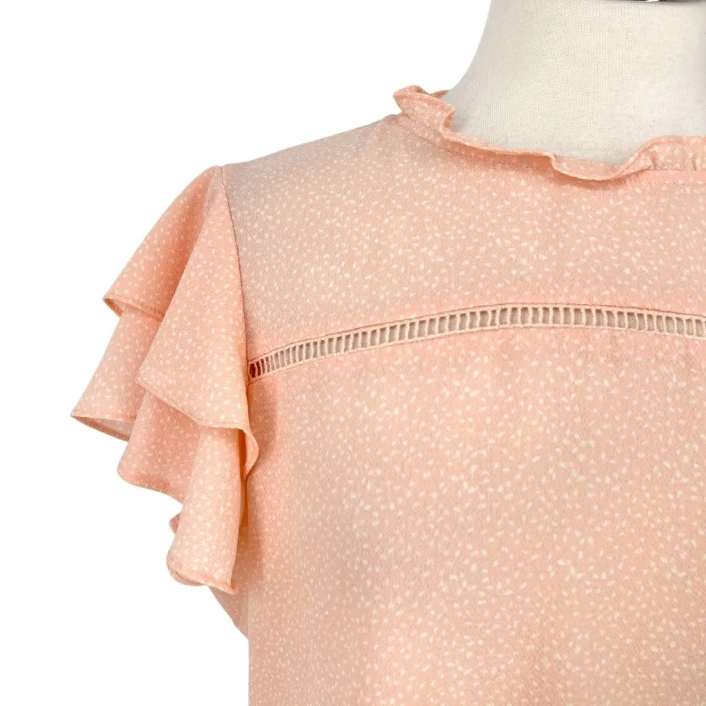 Adrianna Papell  Ruffle Flutter Sleeve Blouse Peach Pink Size Large - Image 4