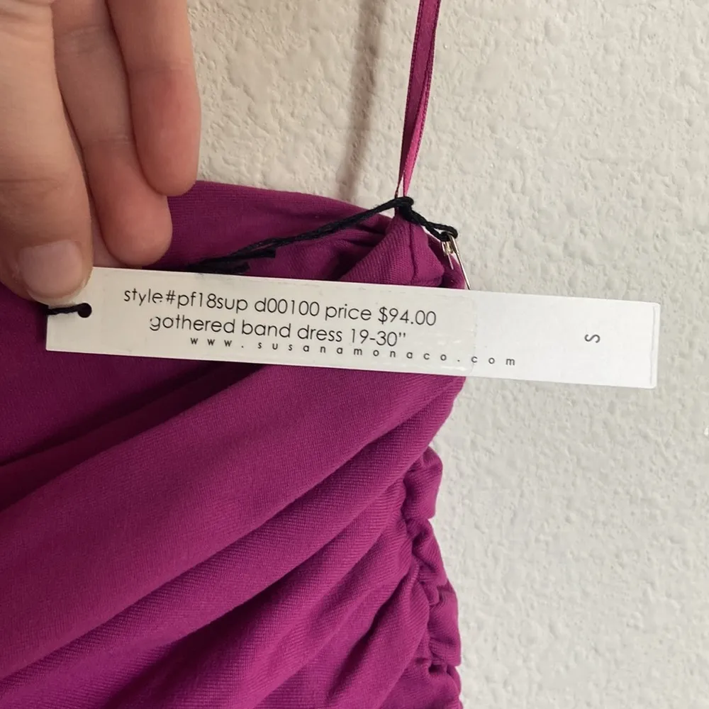 SUSANA Monaco Gathered band plum NWT asymmetrical one shoulder dress size small - Image 3