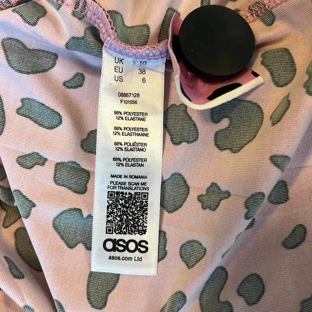 ASOS Pink/Black Cheetah Print Faux Wrap Dress Size 6 NWT - Image 10