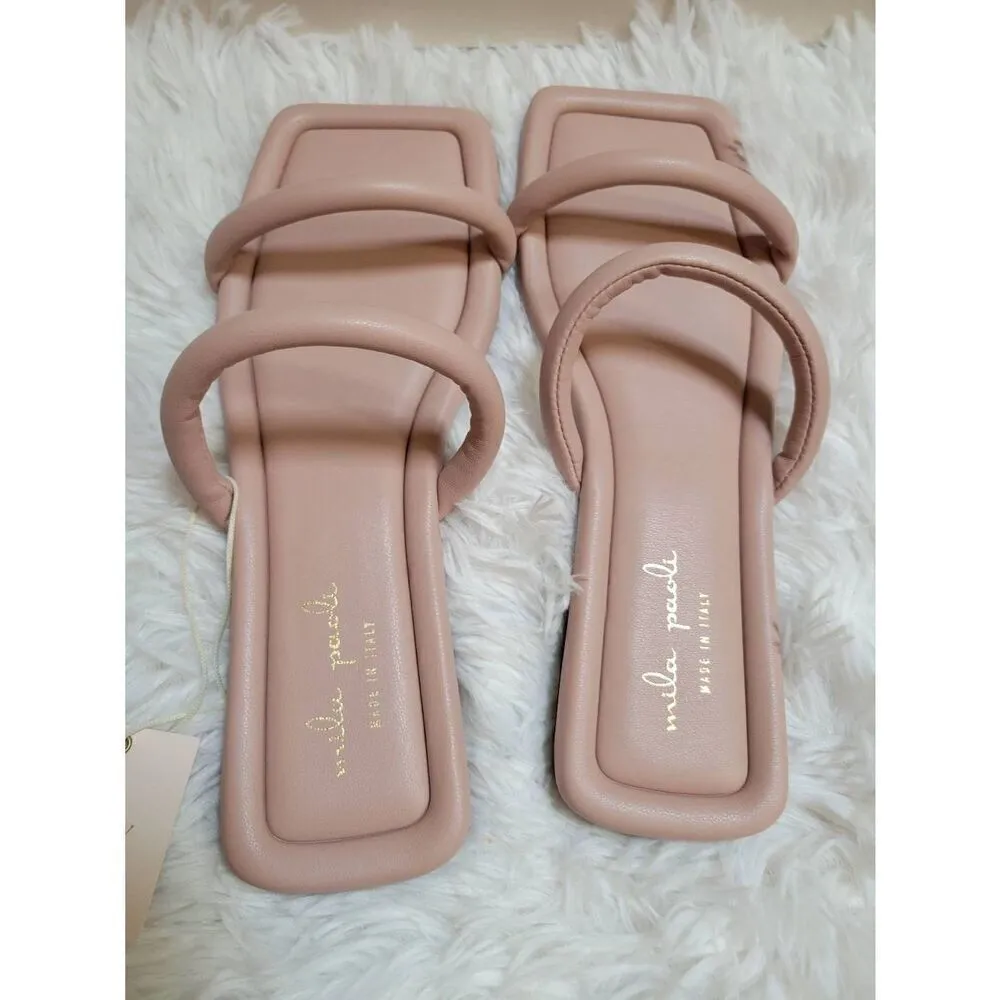 Mila Paoli Made in Italy Square Toe Blush Sandals Size 7.5 / 38 New Pink - Image 3