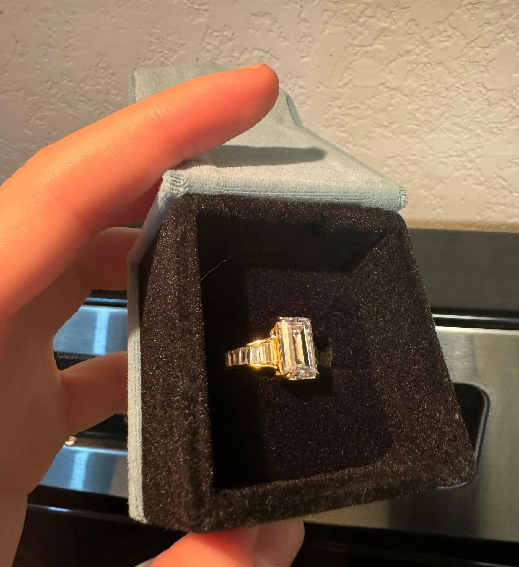 Vintage Cut Gold Moissanite Ring Size 9 - Image 6