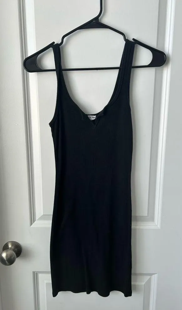 Garage Ribbed Bodycon Black Dress - Image 2