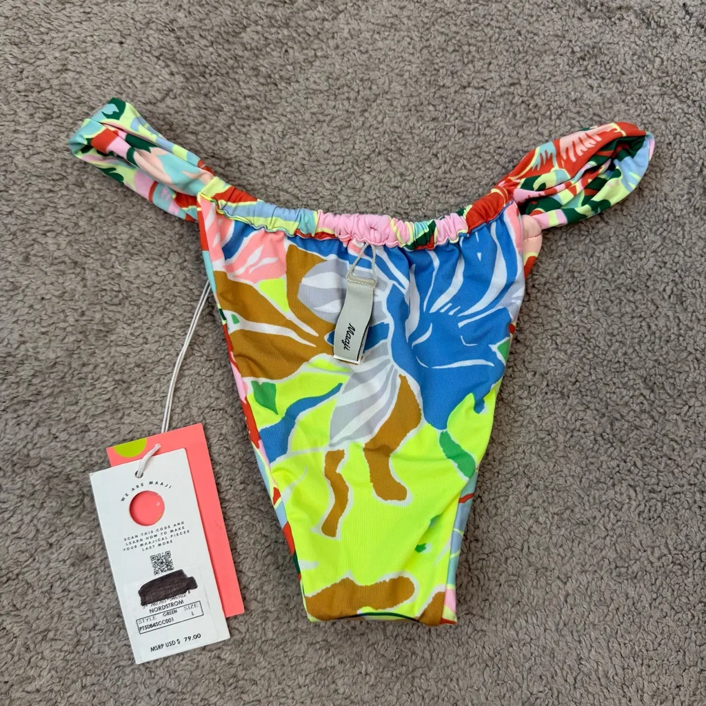 Maaji Neon‎ Leafy Gea Single Strap Bikini Bottom L - Image 7