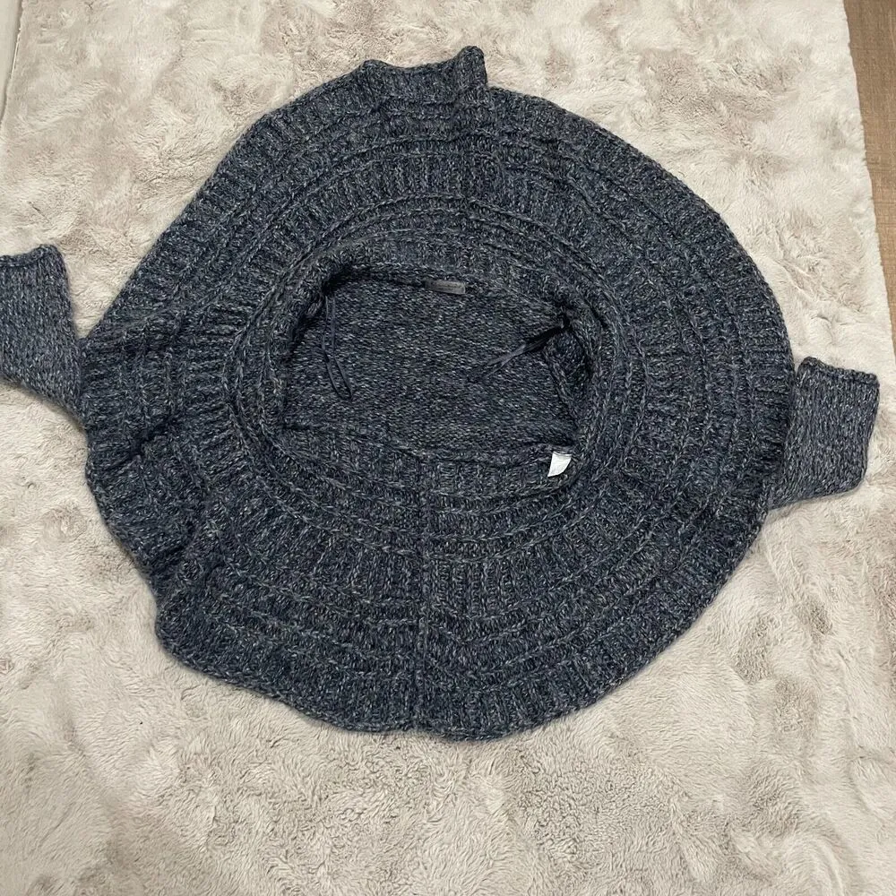 Elsamanda Made in Italy Gray Chunky Knit Open Front Cardigan S Wool Alpaca Blend - Image 13