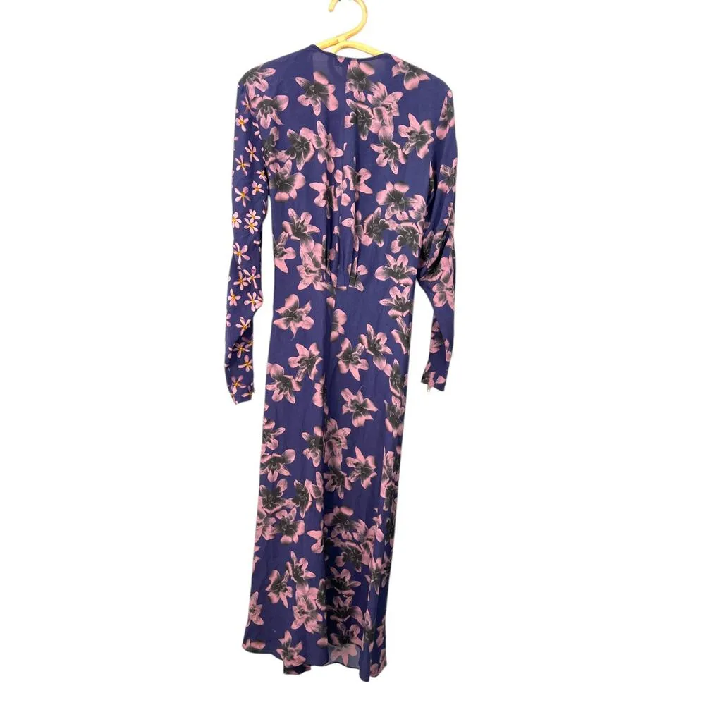 Rag & Bone 0/ XS Odette Dress Long Wrap Midi Floral Long Sleeve Women's REVOLVE - Image 6