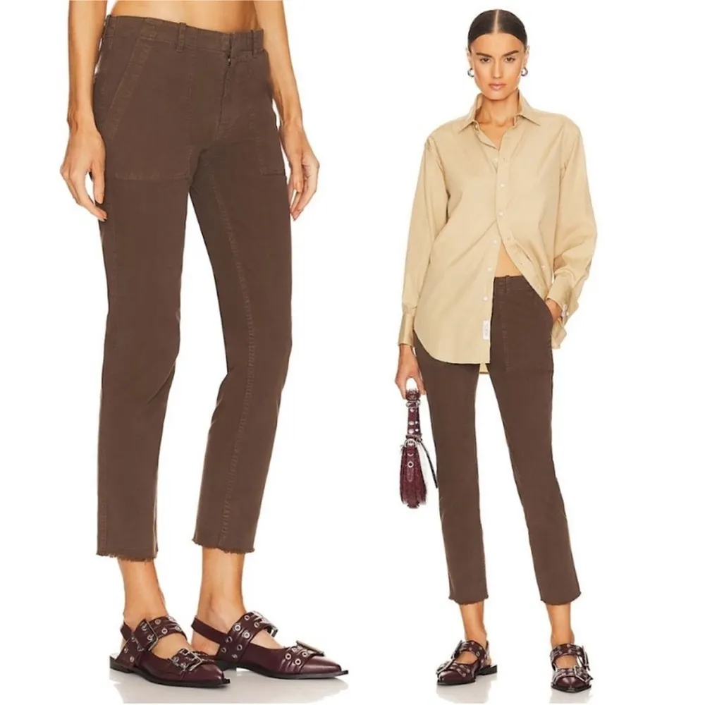 Nili Lotan Jenna Cropped Corduroy Patch Pocket Pants | Chocolate Brown | 0 - Image 3