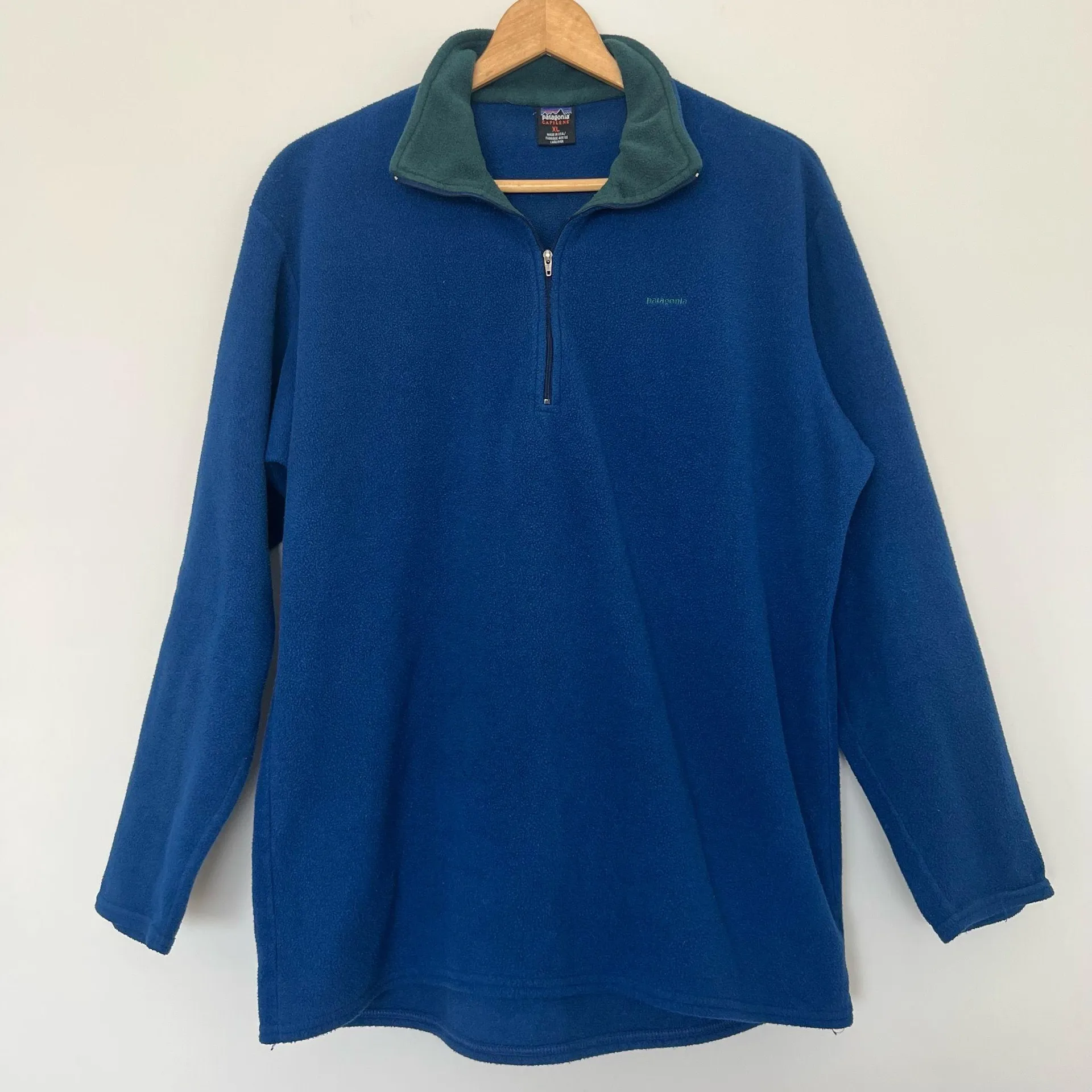 Vintage 90s Patagonia Blue Fleece Quarter Zip Pullover - Image 2