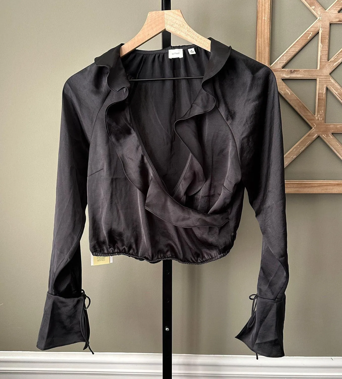 Artizia Wilfred Spartina Satin Blouse Black Medium NWT - Image 2