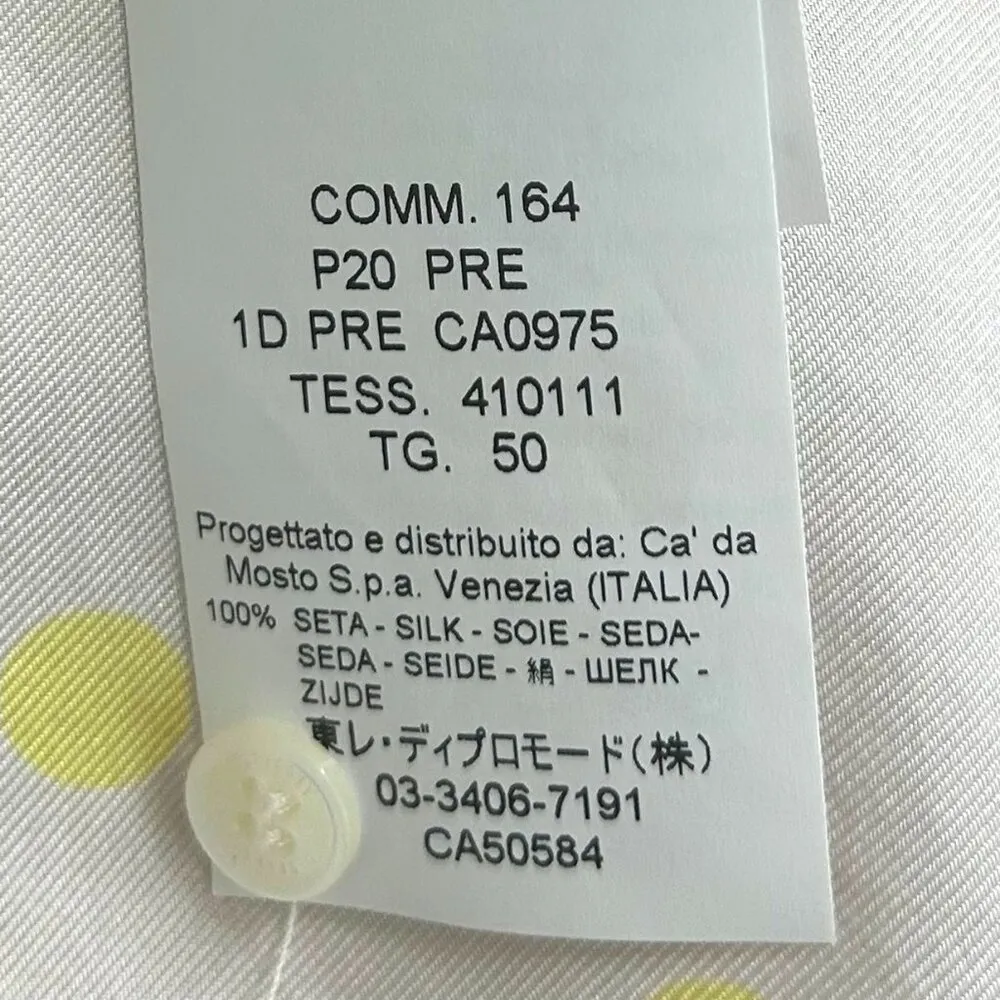 Seventy Venezia Silk Button Down in Tan and Yellow Dot Print Size M Size M - Image 5