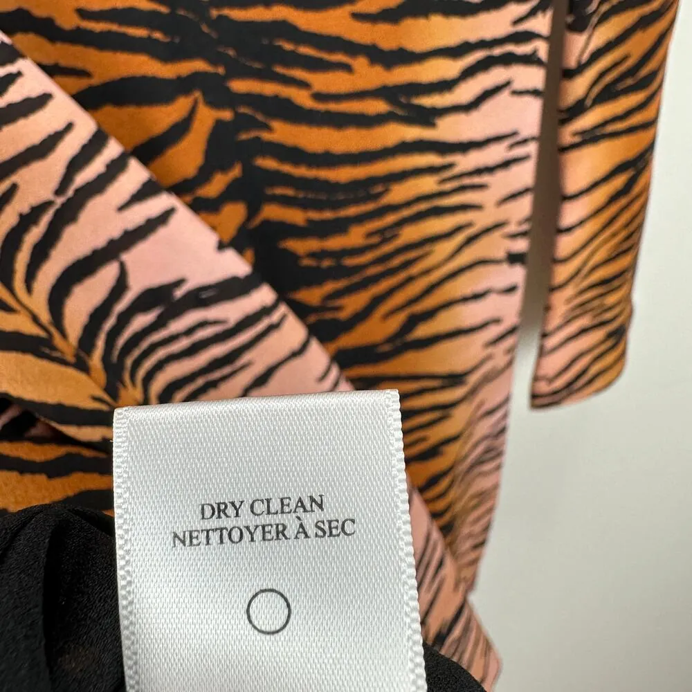 A.L.C. Brinkley Silk Mini Dress Animal Print V Neck A Line Long Sleeve Boho US 0 - Image 11