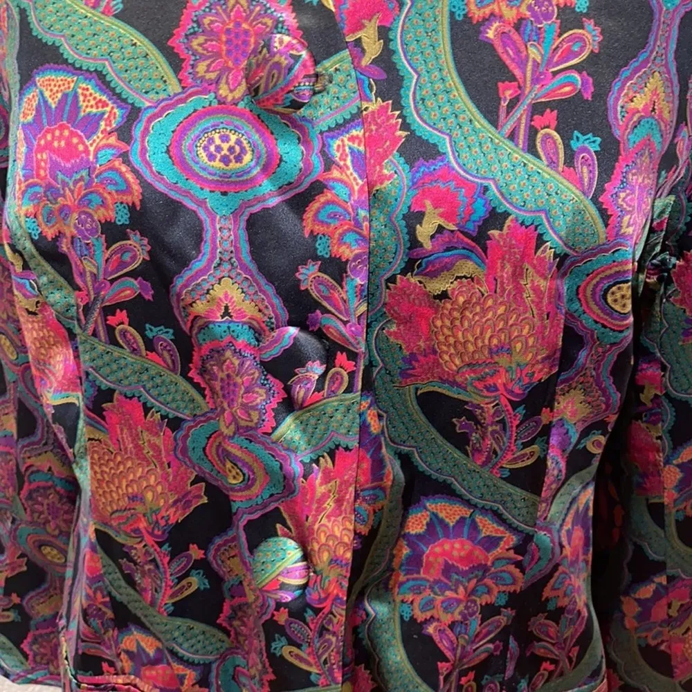 Paul Stanley Woman Vintage Colorful Silk Long Button Blazer EUC Sz 16 - Image 2