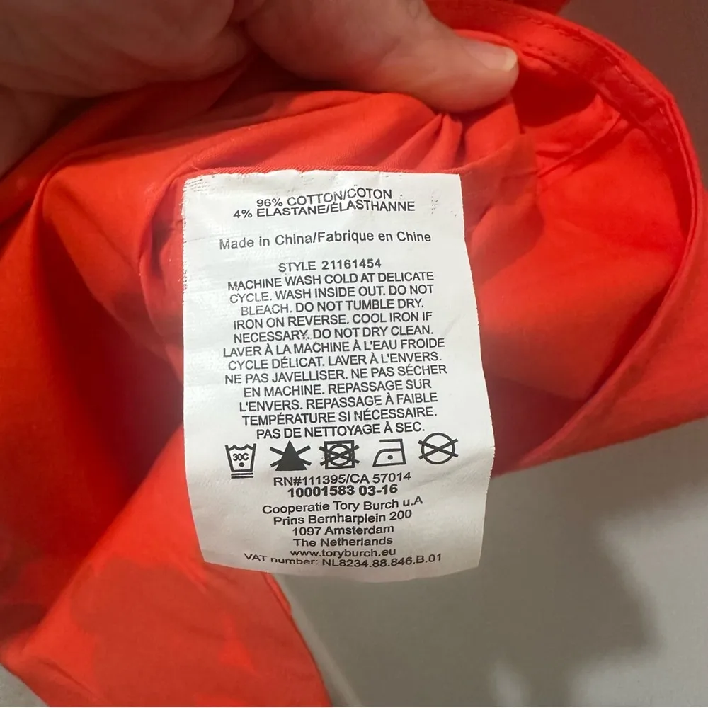 Tory Burch Chelsea Print Sleeveless Cotton Shirtdress Poppy Red Pylos Women’s 4 - Image 9