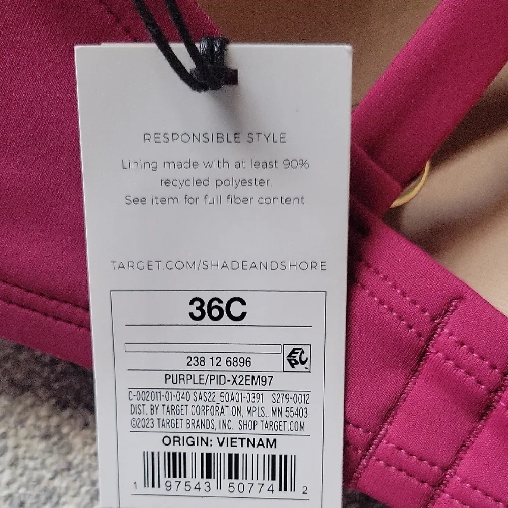 Shade & Shore NwT. Swim Pink Bra Molded Cup Bra Size 36C - Image 6