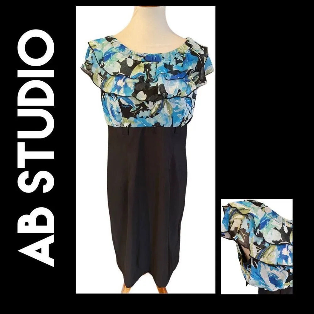 AB Studio Multi-Color Floral Design Dress Size 12-EUC - Image 2