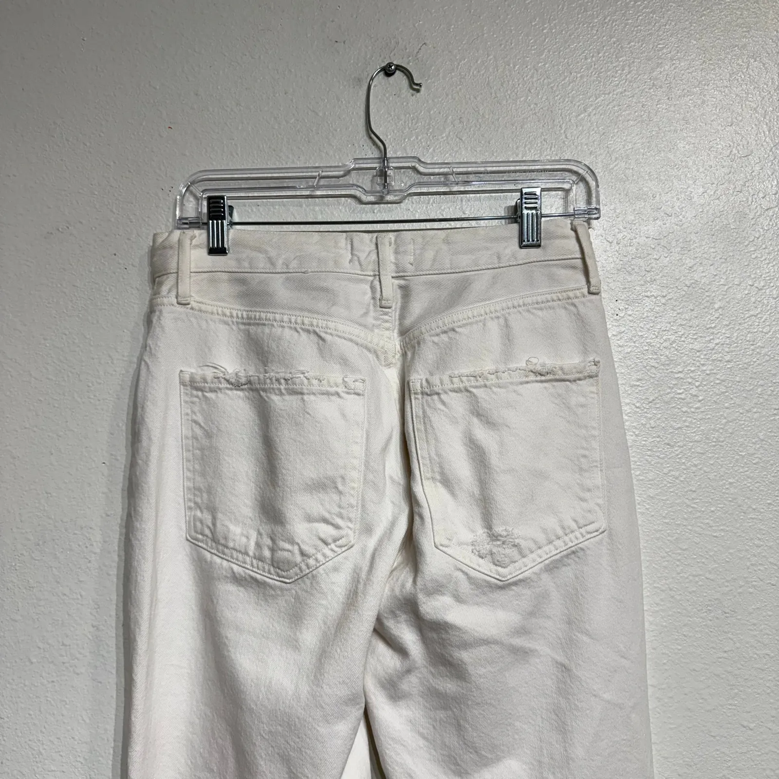 AGOLDE White Riley High Rise Distressed Straight Leg Jeans Sz 26 - Image 9