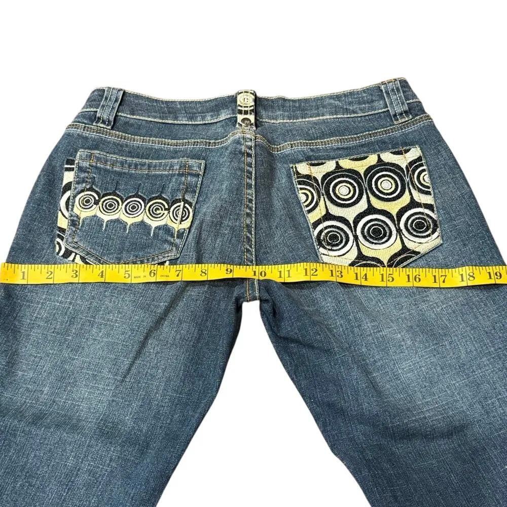 Rare NWT Vintage Coogi 29"W 31"L Low-Rise Flare Jeans Y2K Geometric Embroidery - Image 9