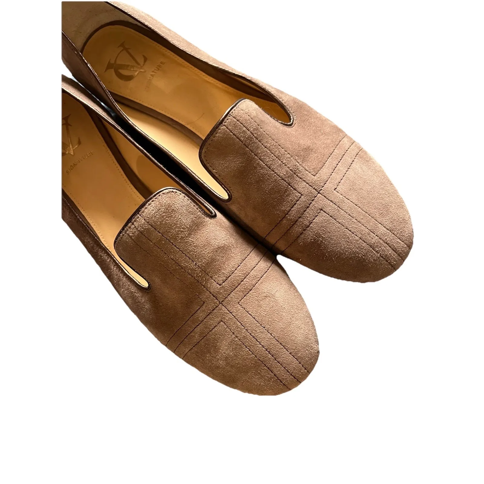 Vero Cuoio Vc Signature Vi-Nova Taupe Gray Brown Suede Slip On Loafers Size 8.5M - Image 2