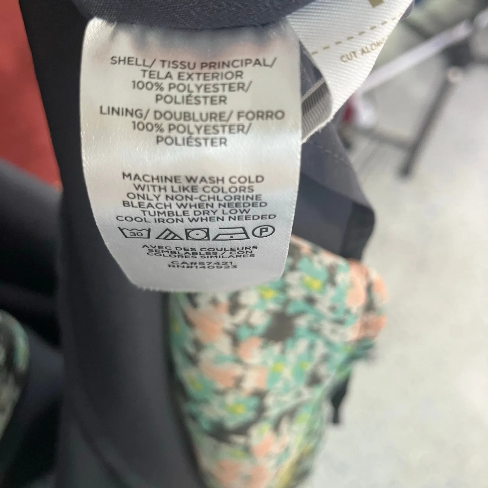 LOFT‎ Size 4 Floral Midi Dress Grey Pastel Button Front Sheer Lined Long Sleeve - Image 12