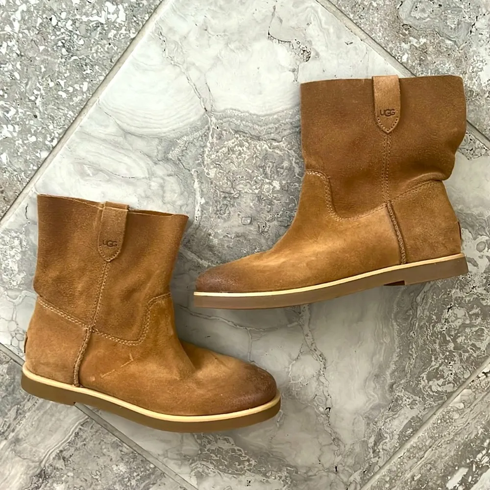 UGG Josefene Leather Short Boots in Chestnut, Size 5.5, New without Box - Image 6