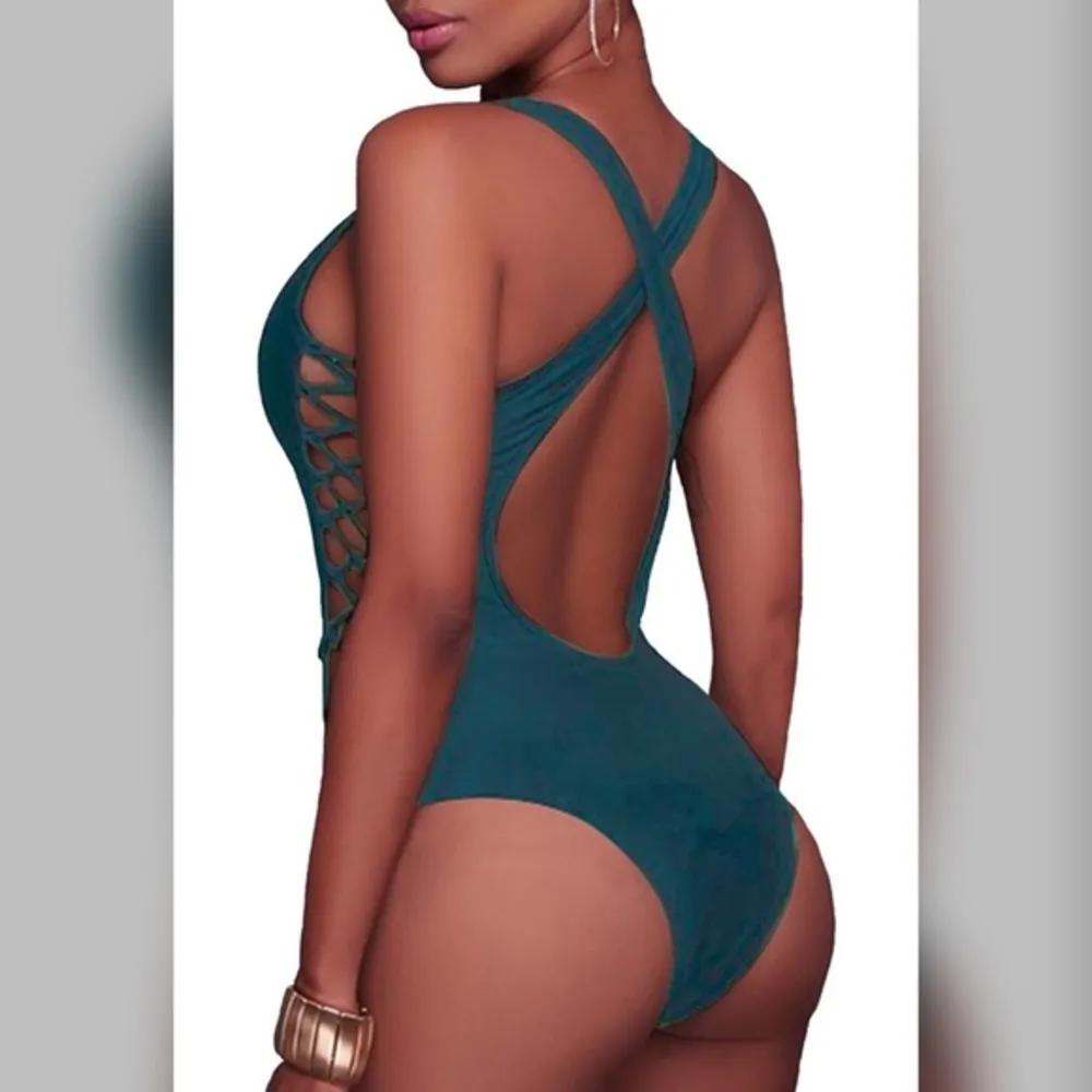 Sexy 1 Piece Lace up Monokini Plunge Backl… - Image 12