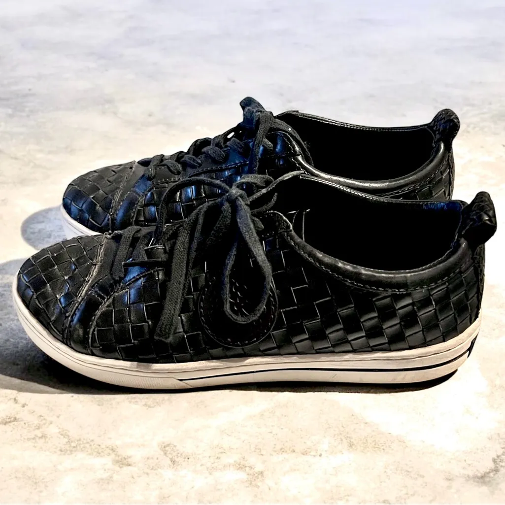 Brighton Ferrara Monte Sneakers Black Woven Leather Sz 9M Ret $235 Padded Comfy - Image 6