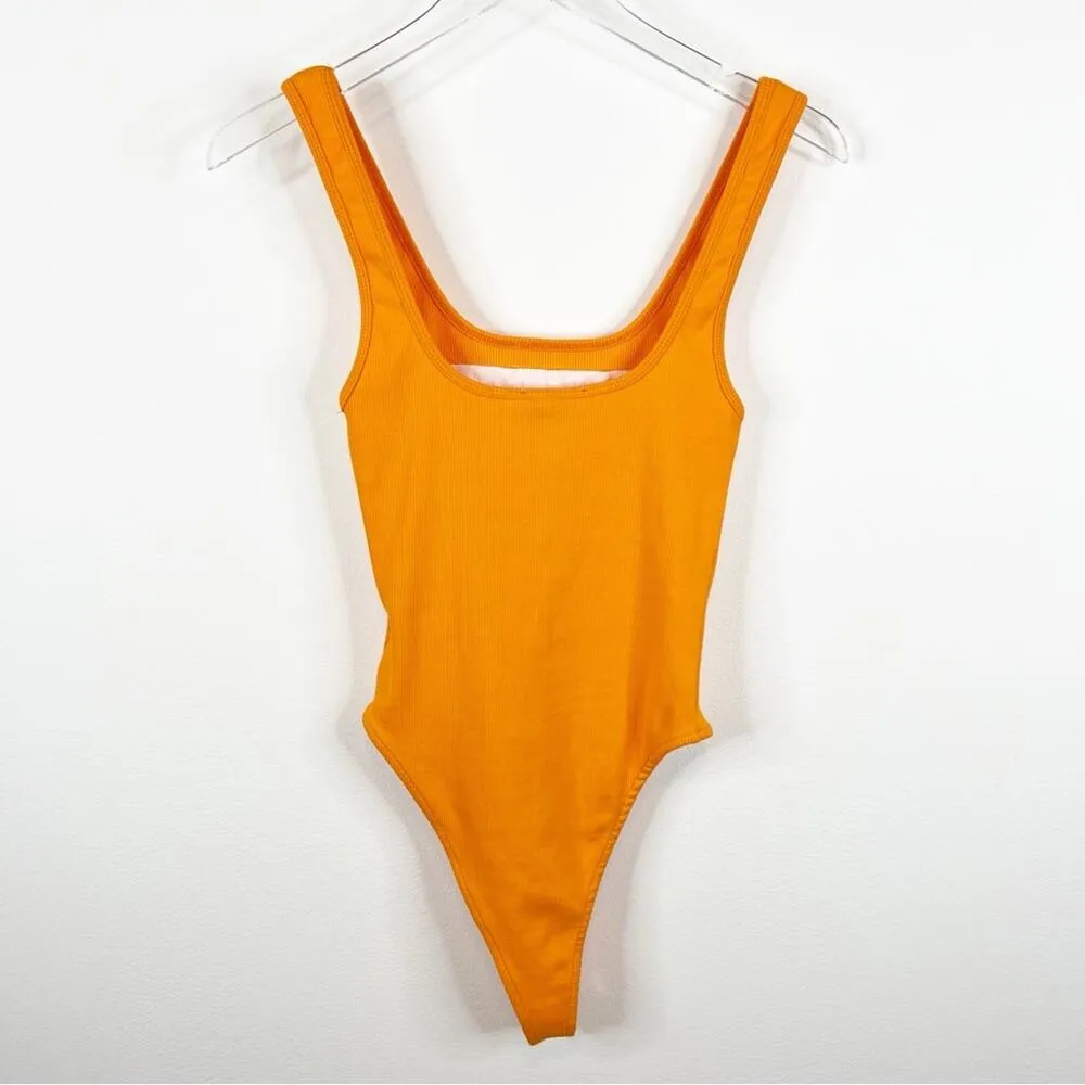 NEW ZARA Malibu Hills Ribbed Bodysuit M Orange - Image 3