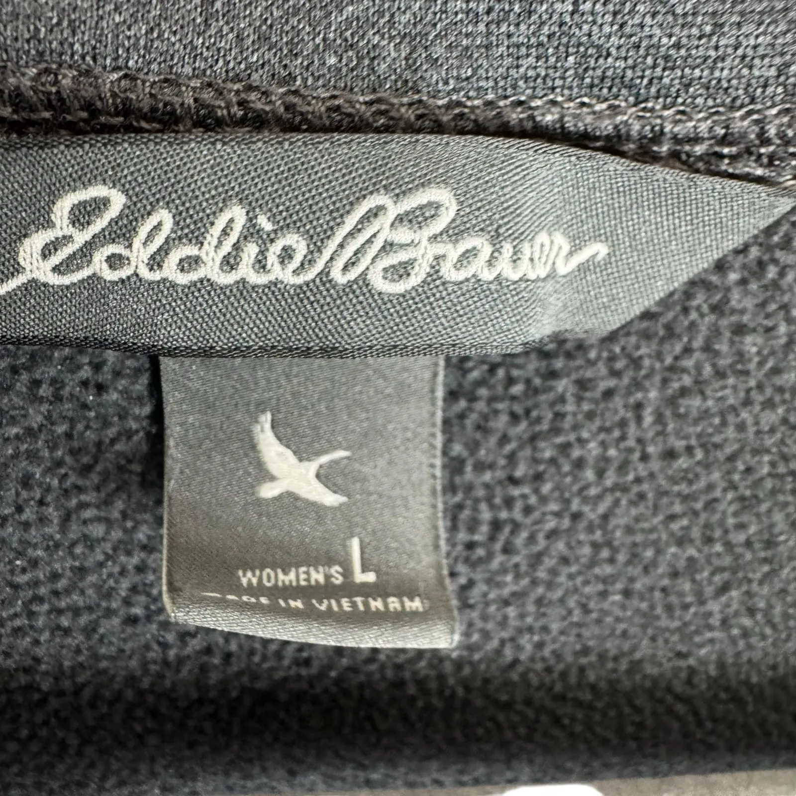 Eddie Bauer Gray Mock Neck Full Zip Fleece Lined‎ Jacket Zippered Pockets Size L - Image 5