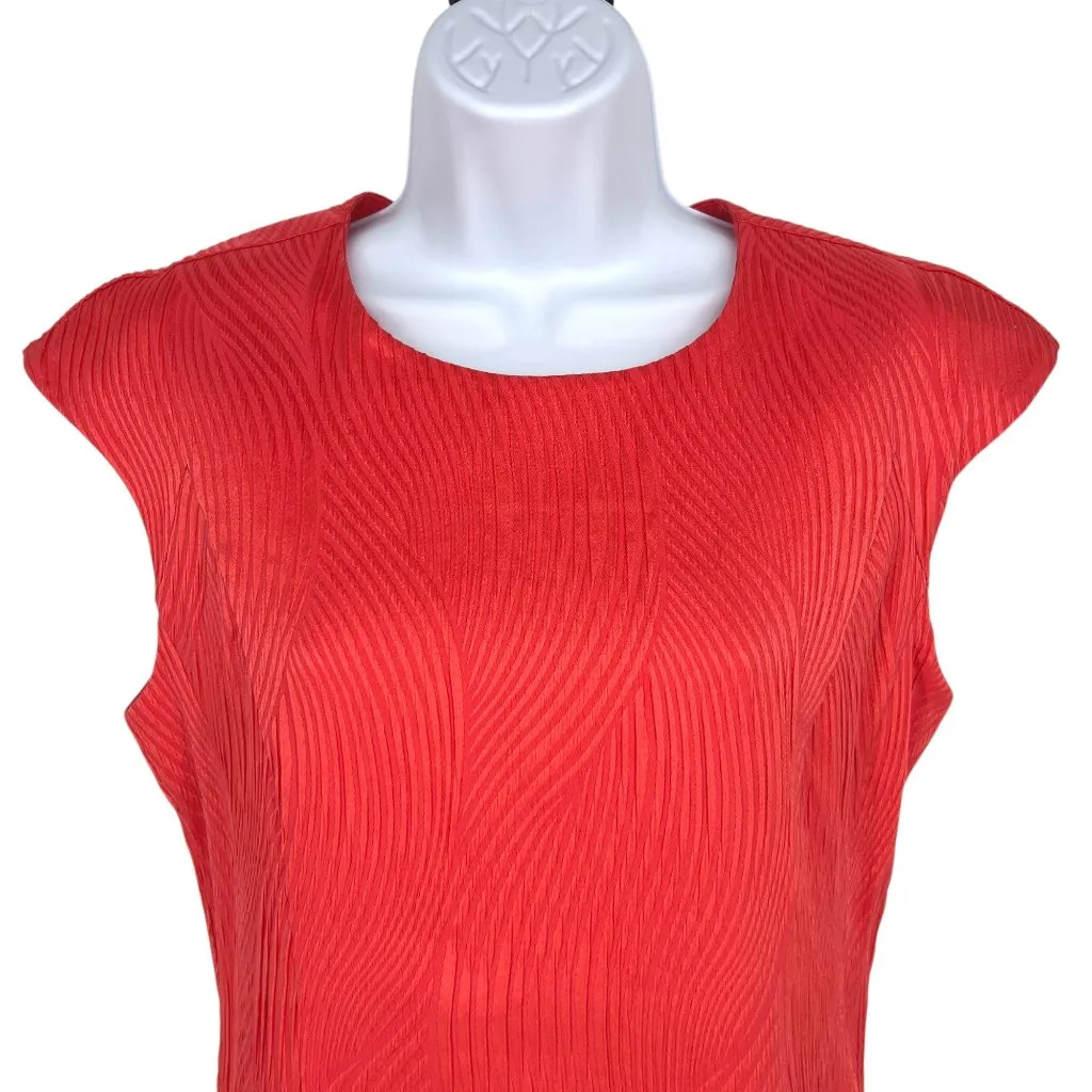 Natori Vintage Textured Cap Sleeve Salmon Pink Sheath Dress Size 4 - Image 3