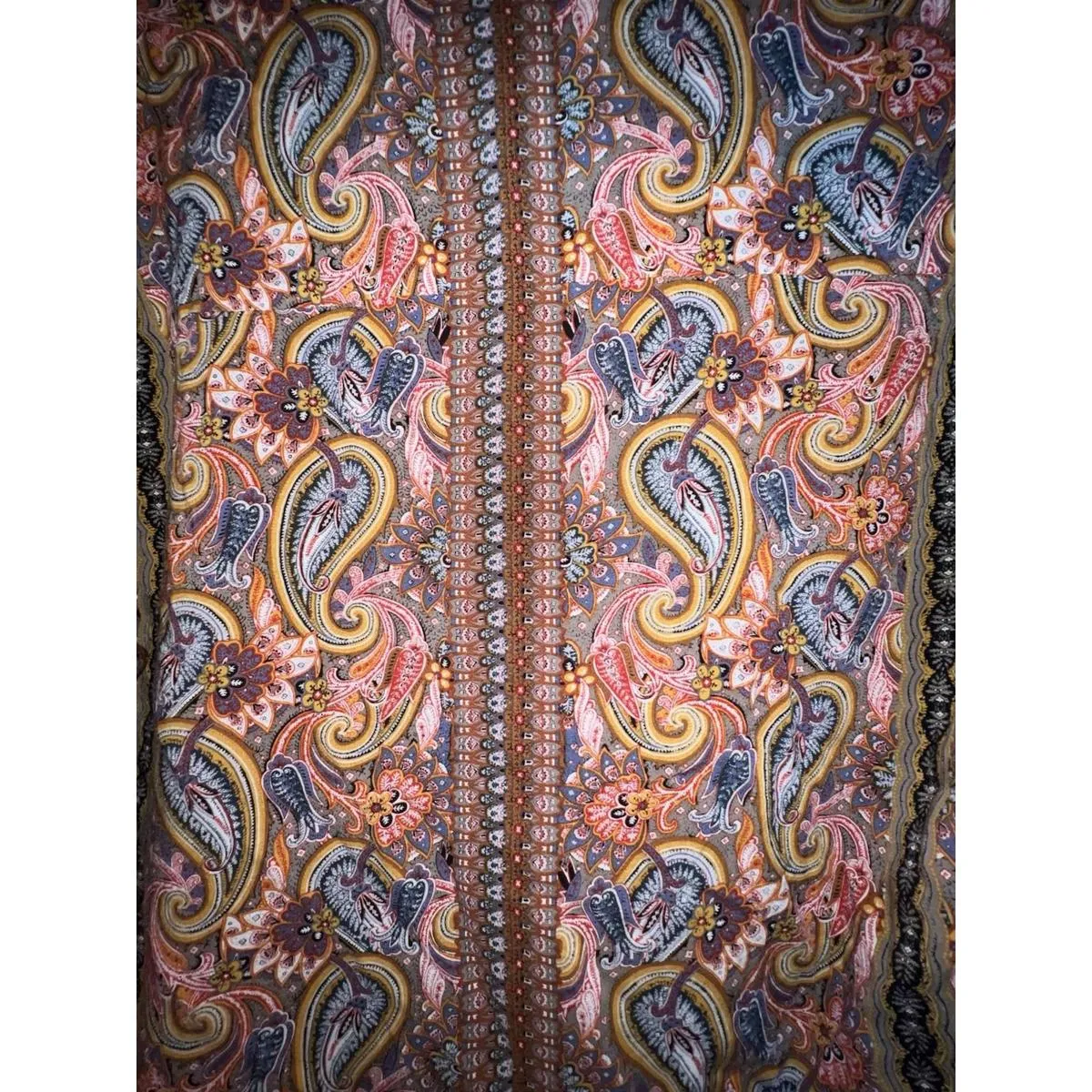 Crosby Boho Paisley Blouse Multicolor Rayon Peasant Top Drawstring Hem W Large - Image 8