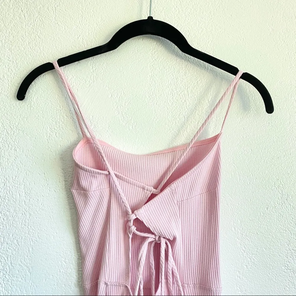 Urban Outfitters Palace Ribbed Strappy Back Mini Dress Pink Size Large - Image 11